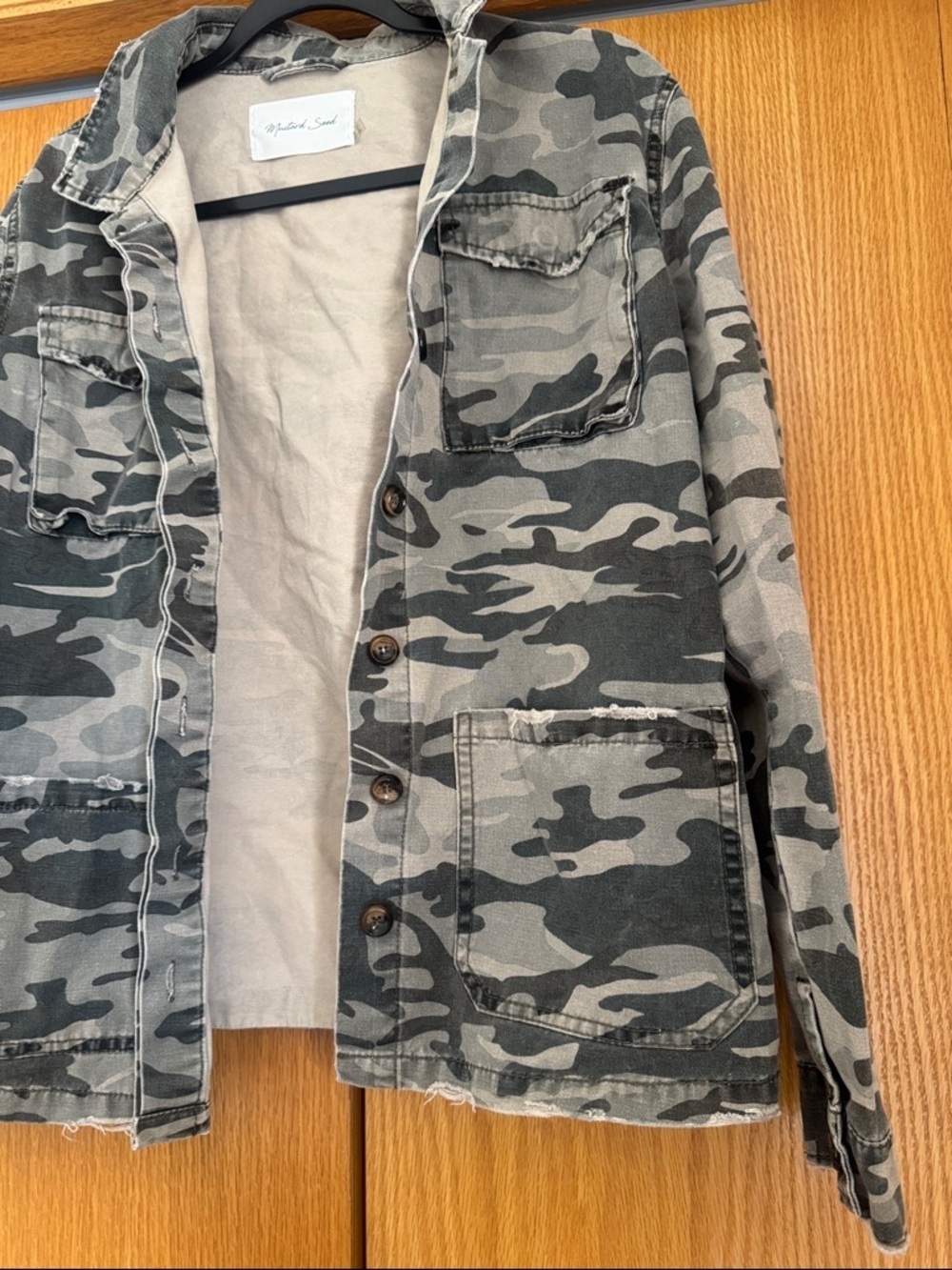 Distressed Camo Utility Jacket - Green & Gray Camouflage - Picture 2 of 6